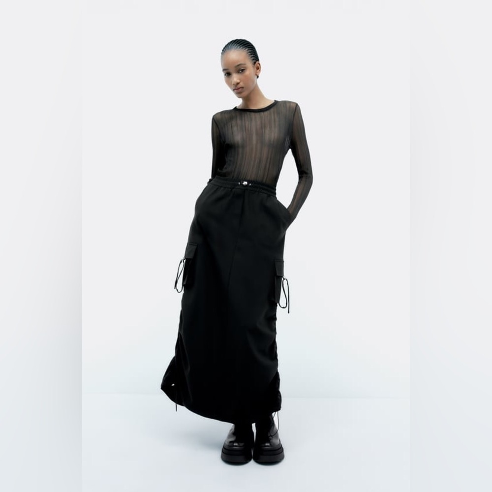 ZARA Nylon Cargo Skirt With Pockets